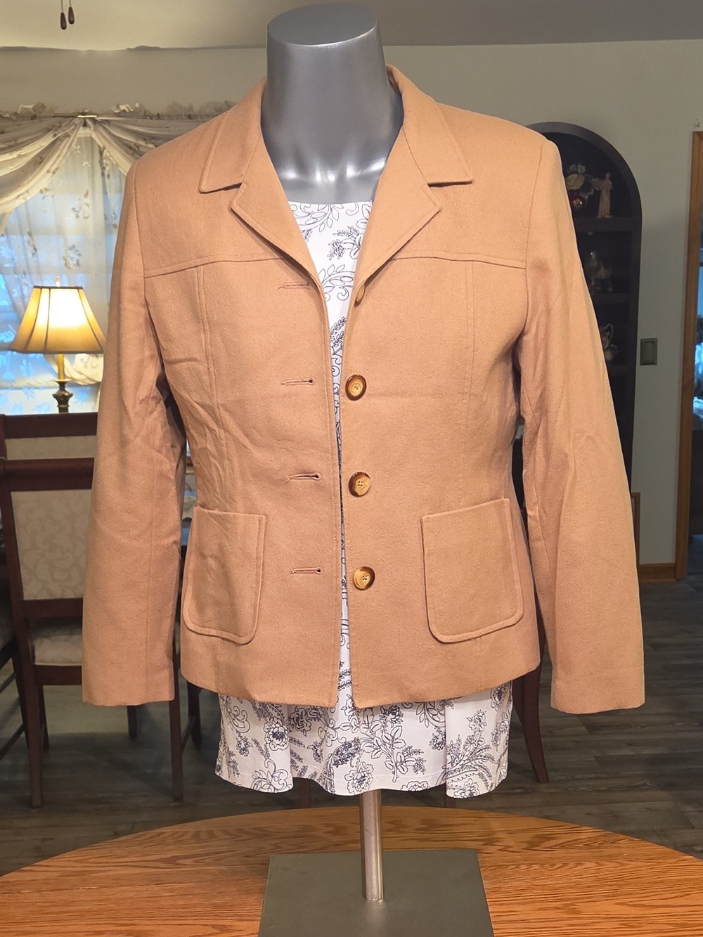 Arbor Tan Button-Front Tailored Blazer